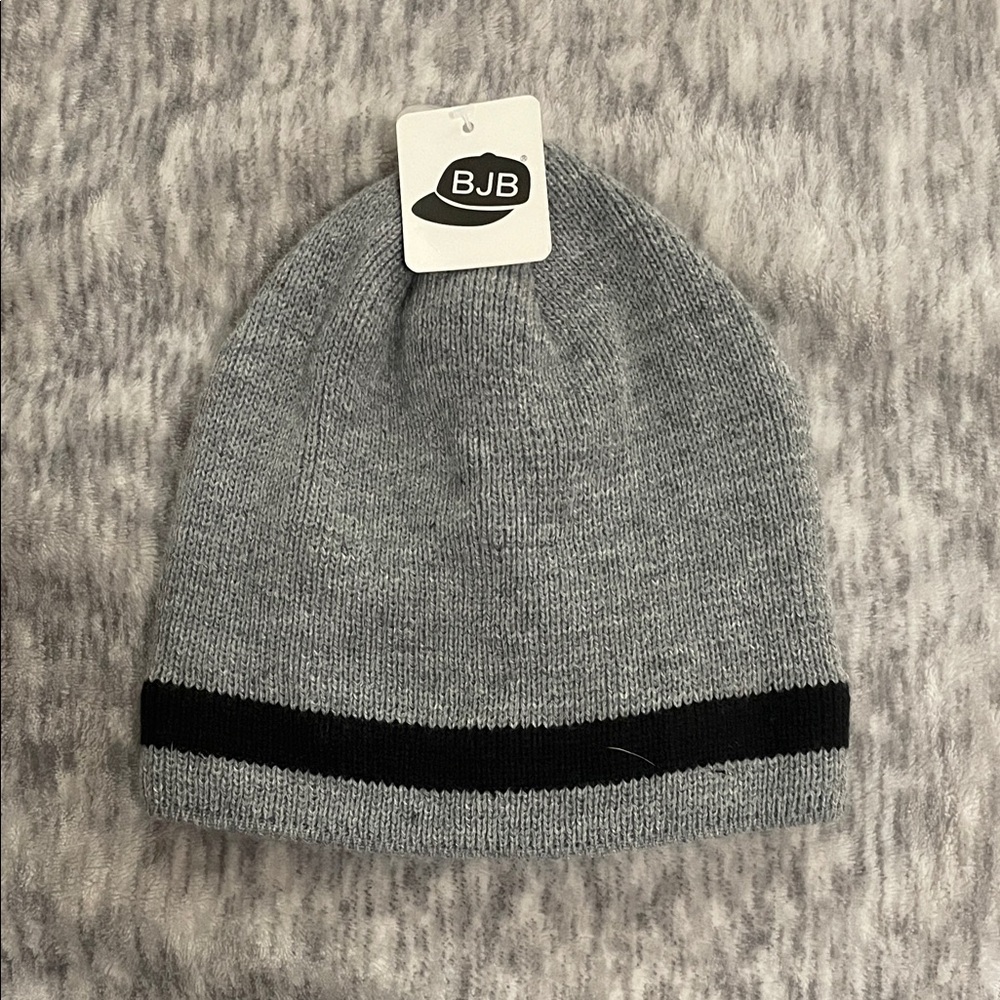 Gray and Black Knit Beanie